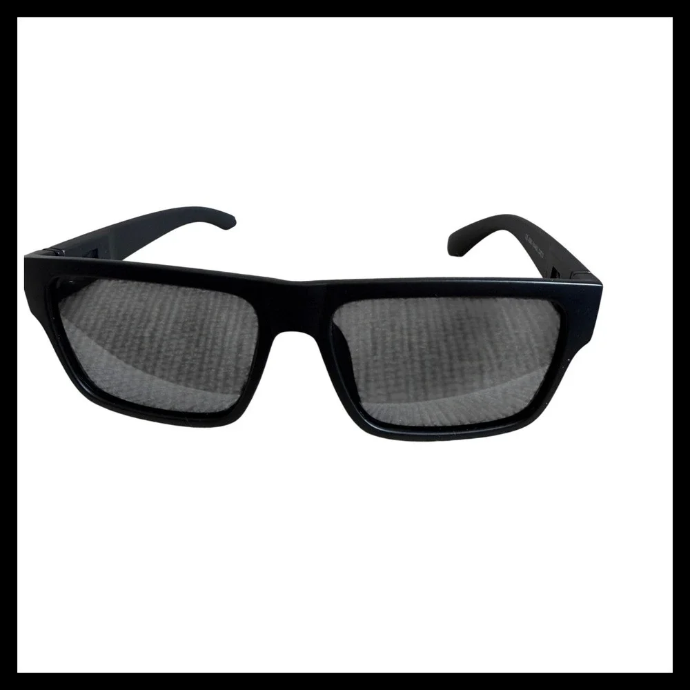 NWOT Matte Black Rectangular Sunglasses UV400 Checkered Arms Model 4380 CAT.3